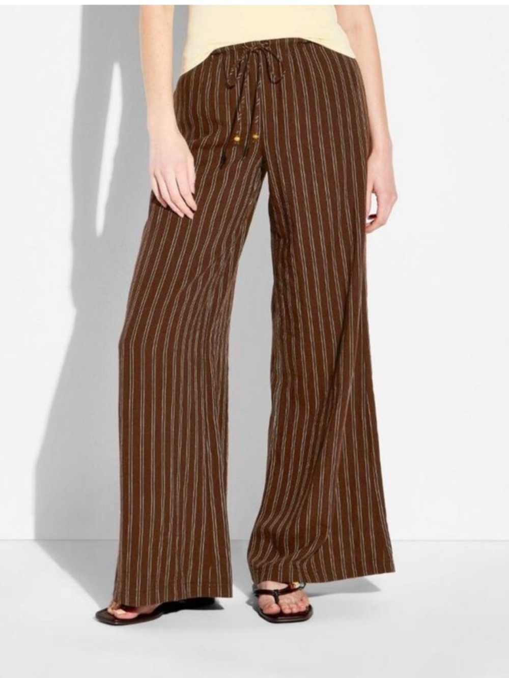 wild fable Brown Striped Wide-Leg Pants - Picture 2 of 3